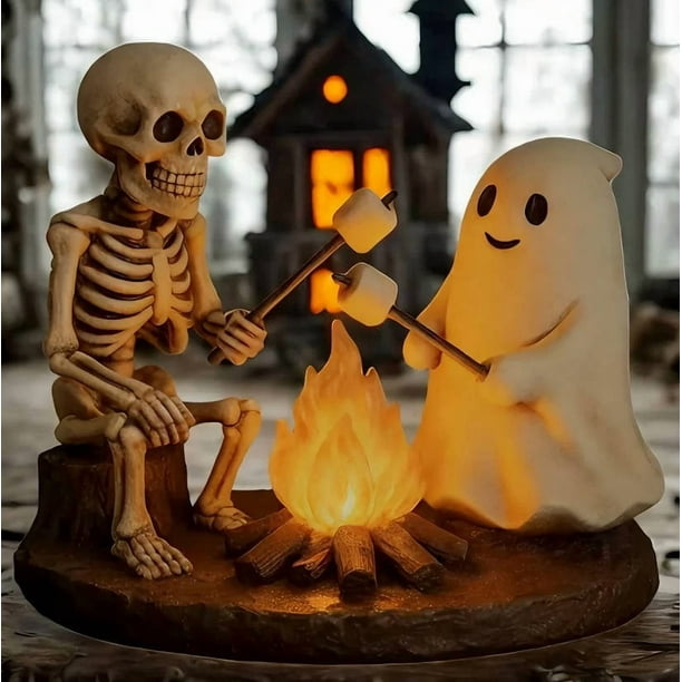 Decoración del hogar, decoración de habitaciones, decoración de paredes, luz nocturna de hoguera de esqueleto y fantasma, luces decorativas