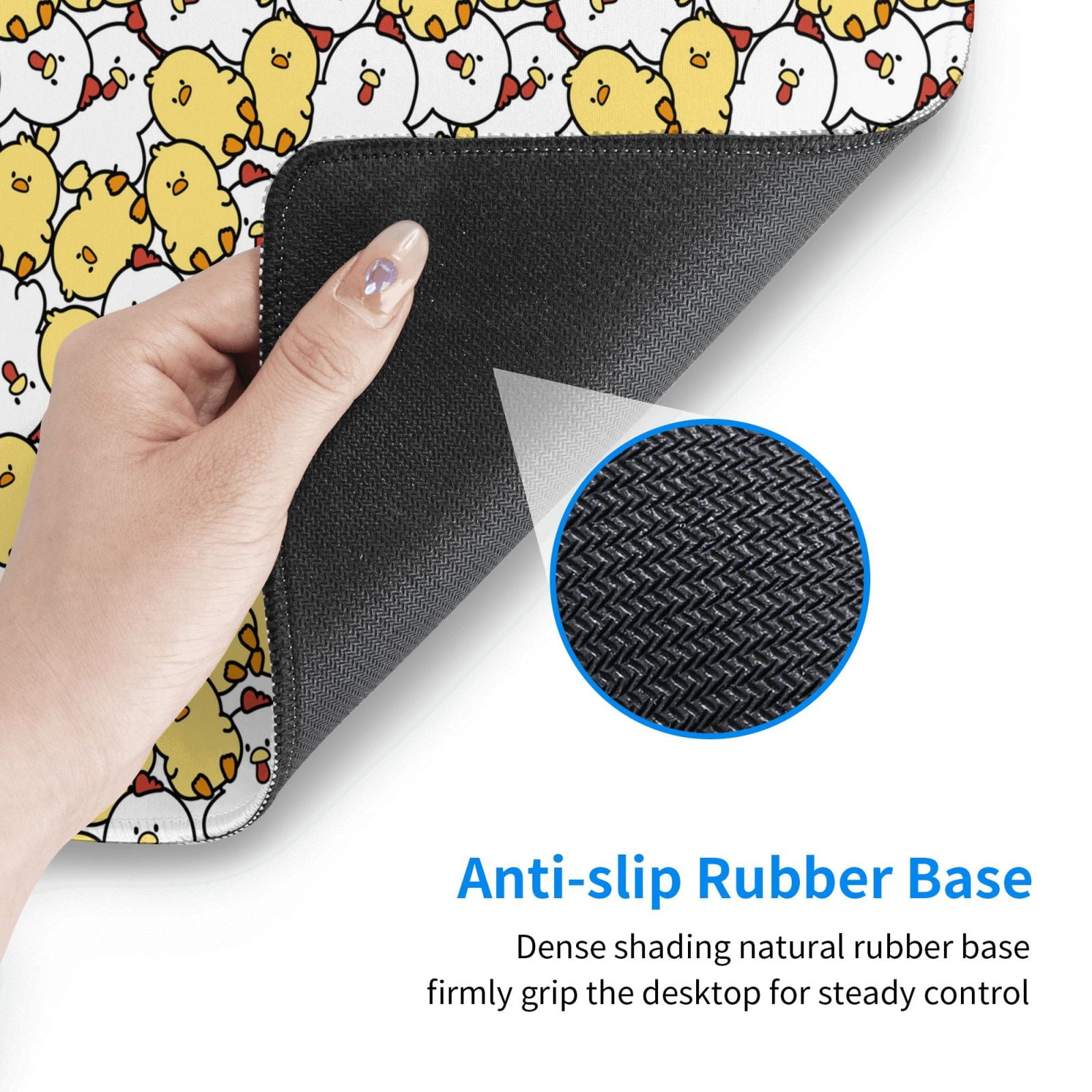 Naloa Cartoon Chicken Gaming Mouse Pad Large Mouse Mat Long Extended Desk Pad Non-Slip Rubber Mice Pads Stitched Edges Thin Pad (16x29.5 Inch)