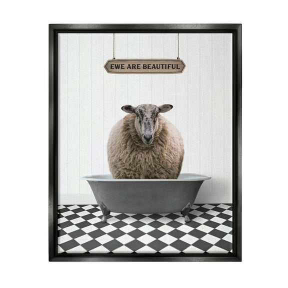 Stupell Industries Ewe Are Beautiful Farmhouse Animals & Insects Painting Black Floater Framed Art Print Wall Art, 17 x 21