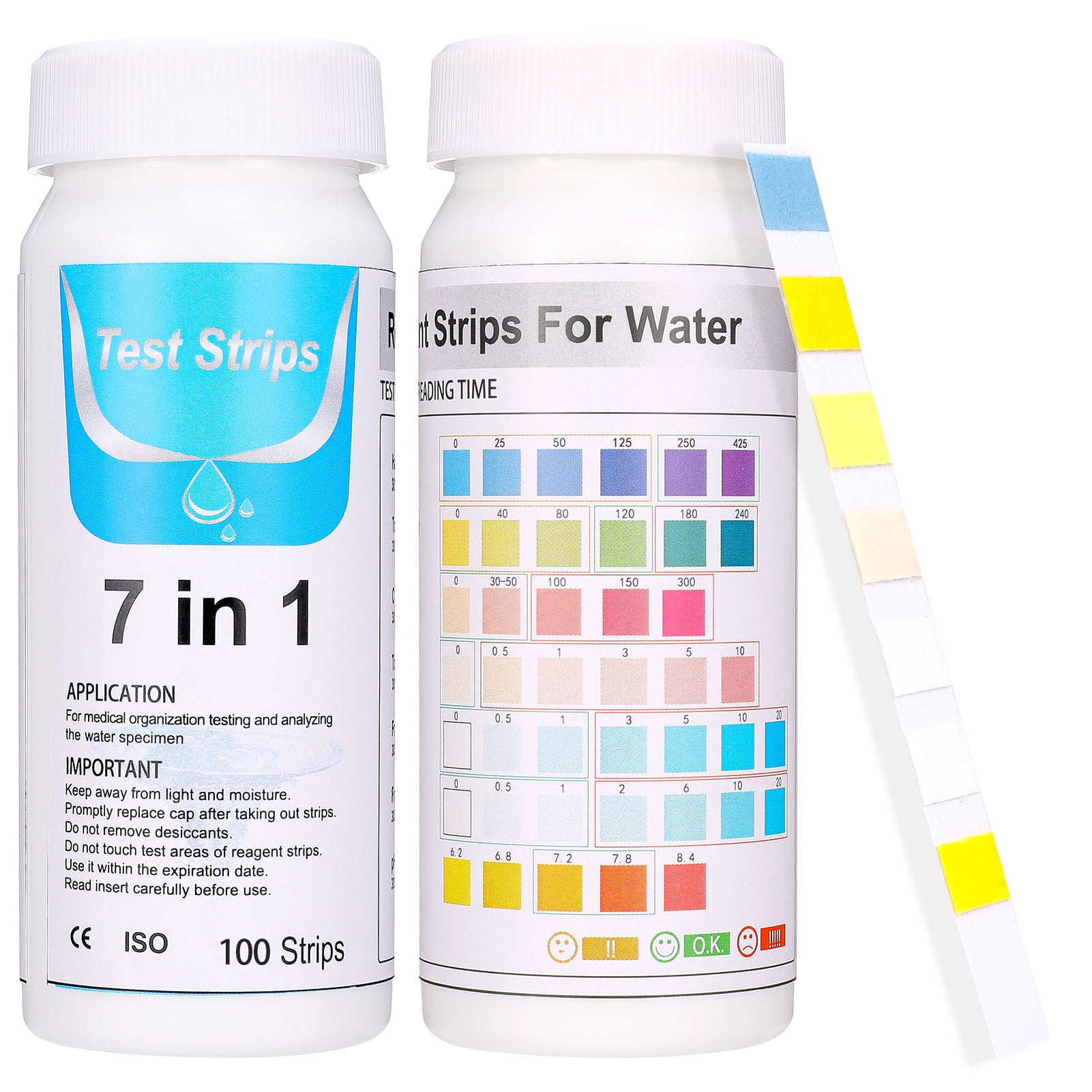 Qweryboo Premium Pool and Spa Test Strips, 7 in 1 Accurate Testing Strip for Pool + Hot Tub, Chlorine Bromine Alkalinity pH Hardness & Cyanuric Acid, Water Quality Testing Kit for Water Maintenance