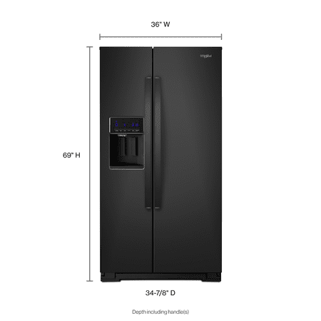 Whirlpool - 28.5 Cu. Ft. Side-by-Side Refrigerator with In-Door-Ice Storage - Black