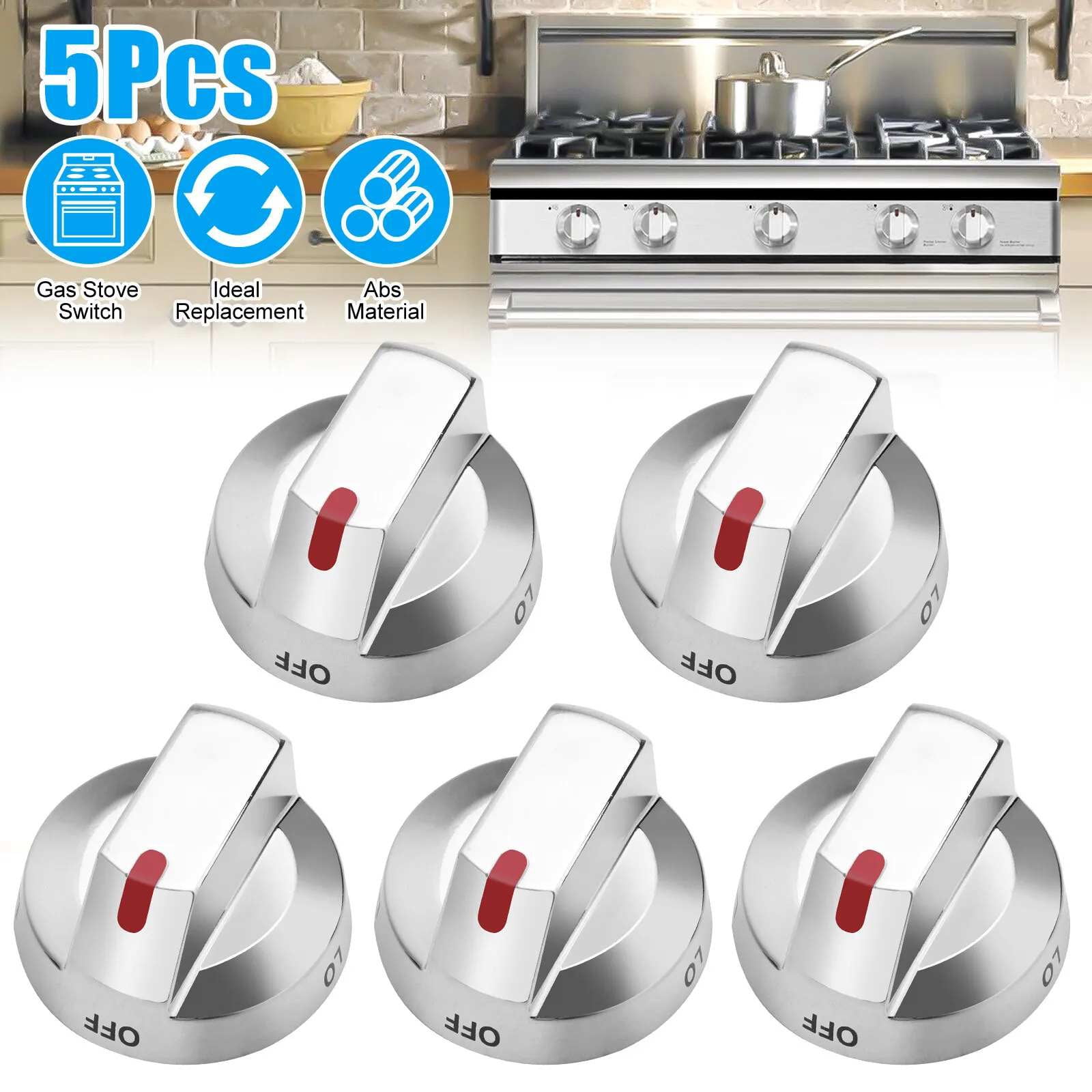 5Pcs Durable ABS Control Dial Knobs for Samsung Gas Stoves Easy Replacement for DG64-00473A