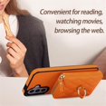 thumbnail image 5 of For Samsung Galaxy A27 5G RFID Blocking Wallet Case Magnetic Flip Cover Multi-Card Slots Zipper Pocket With 360 ° Rotating Ring Holder Detachable Shoulder Strap And Wrist Strap,Orange, 5 of 10