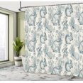 thumbnail image 4 of Ambesonne Animal Shower Curtain, Bunnies Hedgehog Flowers, 69"Wx70"L, Eggshell and Dark Teal, 4 of 4