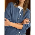 thumbnail image 3 of Gynyvoja Long Sleeve Crewneck Button Down Womens Sweaters Spring Open Front Chunky Cardigan for Women Blue L, 3 of 9