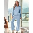thumbnail image 2 of Womens 2 Piece Sweatsuits Loungewear Sets Quarter Zip Pullover Sweatshirts with Wide Leg Sweatpants, 2 of 5