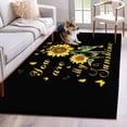 thumbnail image 5 of Area Rug 48×72in, My Sunshine Yellow Sunflower and Butterfly Floor Carpet Living Room Rug, Floral on Black Non-Slip Welcome Mat Indoor Rugs for Bedroom Dining Room, 5 of 9