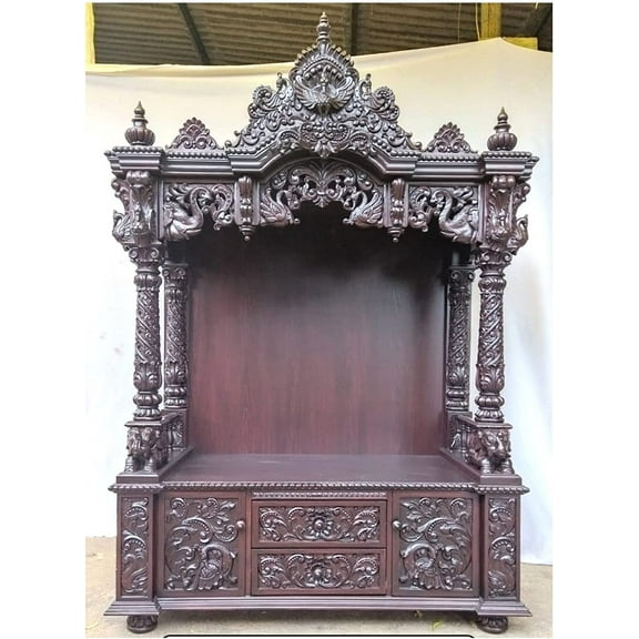 Large Wooden Temple, Seven Wood Temple for Home, Indian Home Temple, Hindu Mandir, Handcrafted Temple, Pooja Mandap, Handmade Temple, Home Mandir, Puja Ghar Indian Traditional Temple - AtoZ India Cart