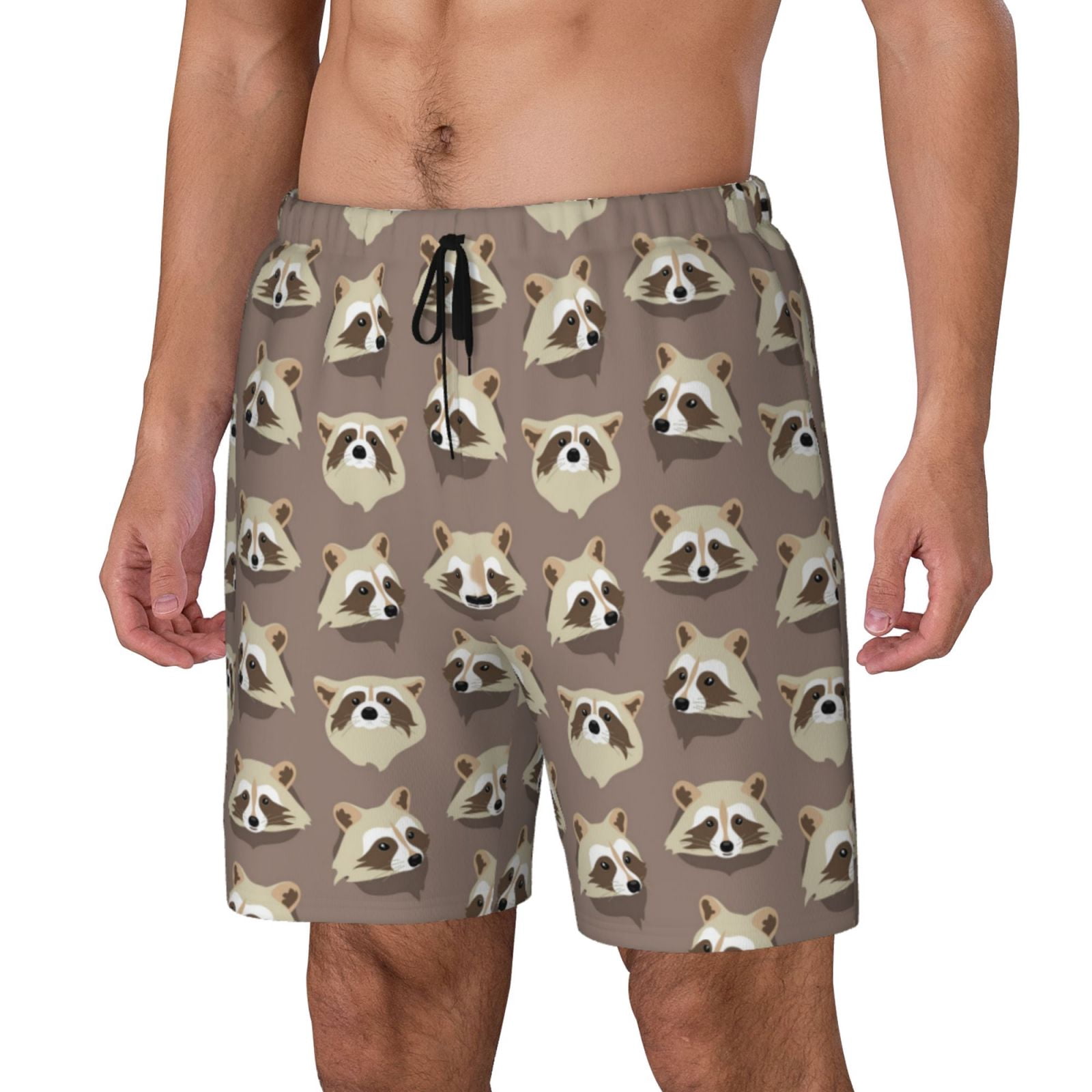 Xecao Raccoon for Men's Swimming Trunks Swim Trunks Quick Dry Swim Shorts with Mesh Lining Funny Swimwear Bathing Suits