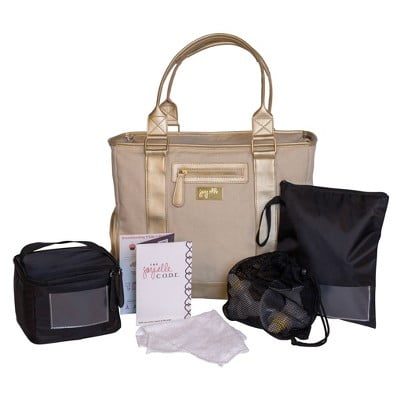 jay elle by J.L. Childress Breast Pump Bag and 6-Piece Set including Breastmilk Cooler, Wet Bag, Organization Bags and Cloth, Natural