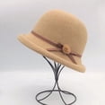 thumbnail image 4 of UTSJKR Womens Winter Church 1920s Bowler Bucket Hat Vintage Felt Cloche Cap Winter Floral Fedora Bow Pompom Bowler Hats Khaki, 4 of 4