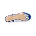 thumbnail image 4 of BLISSFUL STEP Women's Clear Slingback Rhines Peep Toe Block Heels Sandals Blue 7, 4 of 6