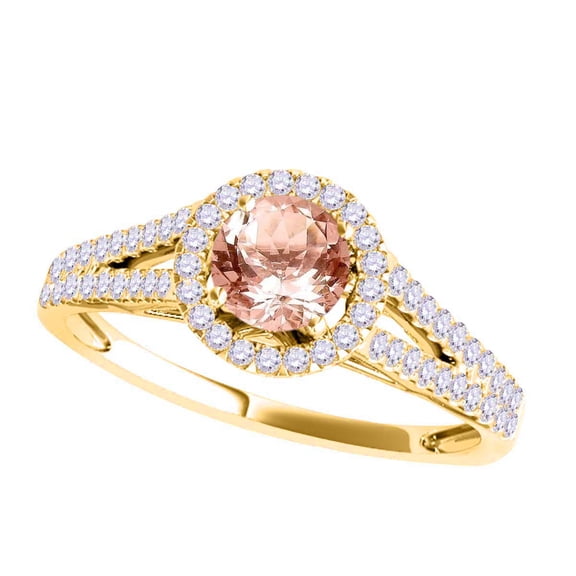 Mauli Jewels Rings for Women 1.15 Carat Split Shank Diamond And Moragnite Ring Prong-Setting 14k Yellow Gold