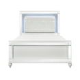 thumbnail image 4 of Contemporary White Metallic Finish Queen Bed 1pc Button-Tufted LED Headboard Faux Alligator Embossed Textural Panels, 4 of 4