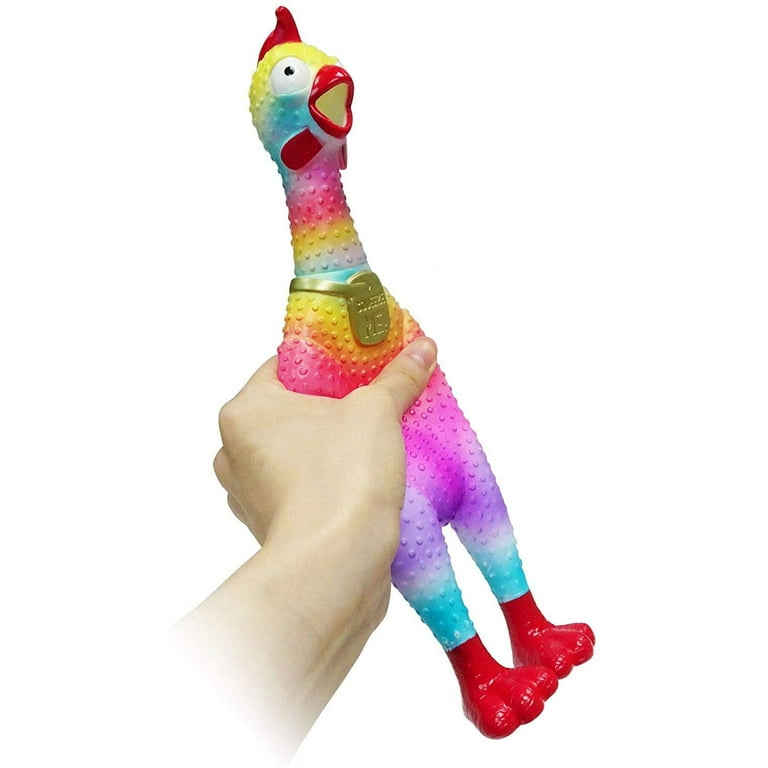 Animolds Tie-Dye Squeeze Me Rubber Chicken Toy
