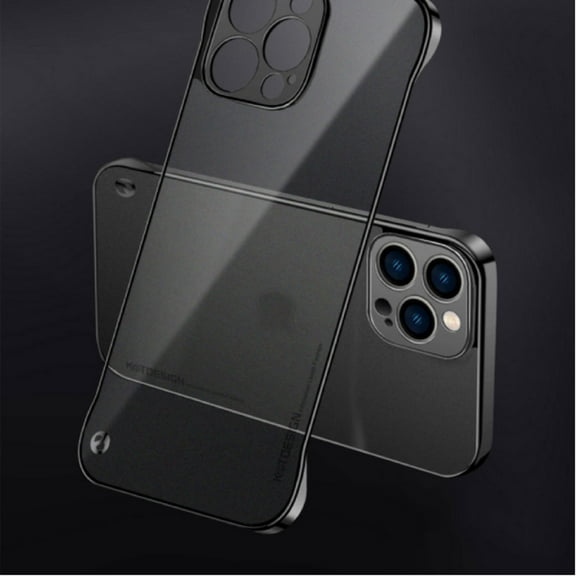 Allytech for iPhone 14 6.1 Inch Clear Case, Not Yellowing Shockproof Frosted Camera Protection Case Hard PC Phone Case with Protective Bumper Slim Fit for iPhone 14,Black