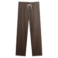 thumbnail image 4 of Dark Brown Vertical Stripes Winter Female Pants Flannel High Waist Women Pants Lady Warm Straight Leg Plush Trousers, 4 of 7