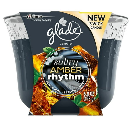 Three Wick Glass - Glade® 3 Wick Clandle Air Freshener, Sultry Amber Rhythm, 1 ct, 6.8 oz