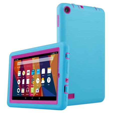Fire 7 2017 Case Ulak Kid Hybrid Dual Layer Anti Slip Shock Proof Silicone Protective Cover For Tablet Display 5th Generation
