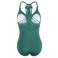 thumbnail image 5 of Firpearl Women's One Piece Swimsuits V Neck Hand-Braid Macrame Ruched Slimming Tummy Control Bathing Suit, 5 of 8