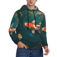 thumbnail image 2 of Naloa Koi Pond Lilies Men's Casual Hooded Collar Drawstring Hoodies Pullover Sweatshirts Casual Long Sleeve Shirts-4X-Large, 2 of 7