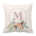 thumbnail image 1 of BSDHOME Autumn Burgundy Floral Monogram Pillowcase Cover 18x18 inch, 1 of 1