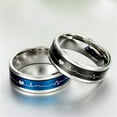 thumbnail image 5 of PAMTIER Unisex Stainless Steel 7MM Blue Electrocardiogram Rotatable Couple Ring Real Lover Heartbeat Wedding Bands Size 11, 5 of 6