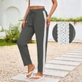 thumbnail image 4 of Mifsaly Linen Blend Pants for Women Side Lace Stripe High Waisted Summer Pant Lightweight Breathable Loose Casual Everyday Wear Outfits with Pockets Dark Gray,L, 4 of 7