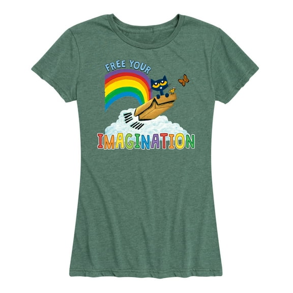 Pete The Cat - Flying Box Free Your Imagination - Women's Short Sleeve Graphic T-Shirt