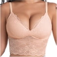 thumbnail image 2 of Ovbmpzd Womens Everyday Wireless Bras for Women Sexy Beige Bralette Lace No Underwire Bras Push Up Outwear Cami Bras,M, 2 of 5