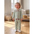 thumbnail image 4 of RUINIXCW Toddler Baby Girls Striped Pajamas Set Kids Little Girls Spring Fall Winter PJS Sleepwear Cherry Peter Pan Collar Long Sleeve Tops Pants Set, 4 of 10