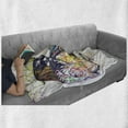 thumbnail image 6 of Jazz Music Soft Flannel Fleece Blanket, Illustration of Trumpeter with Paint Splashes at the Background Entertainment, Cozy Plush for Indoor and Outdoor Use, 50" x 70", Purple Yellow, by Ambesonne, 6 of 6