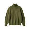 thumbnail image 2 of Girls Turtleneck Sweaters Pullover Kids Toddlers Cable Knit Warm Long Sleeve Winter Top, Sizes 11-16 Years Green01#, Size 150, 2 of 5