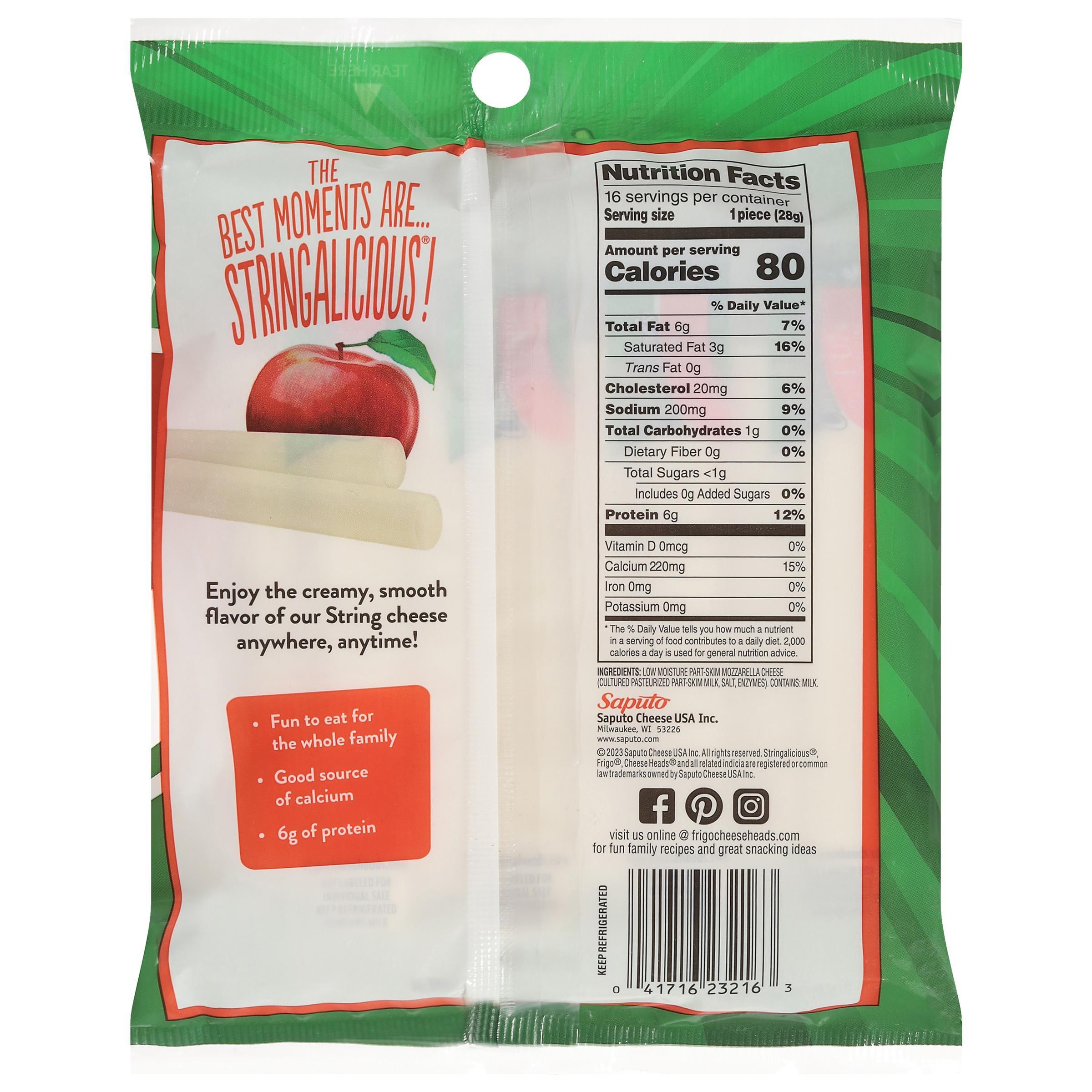 Frigo Cheese Heads Original Mozzarella String Cheese Snacks, 16 oz, 16 Count