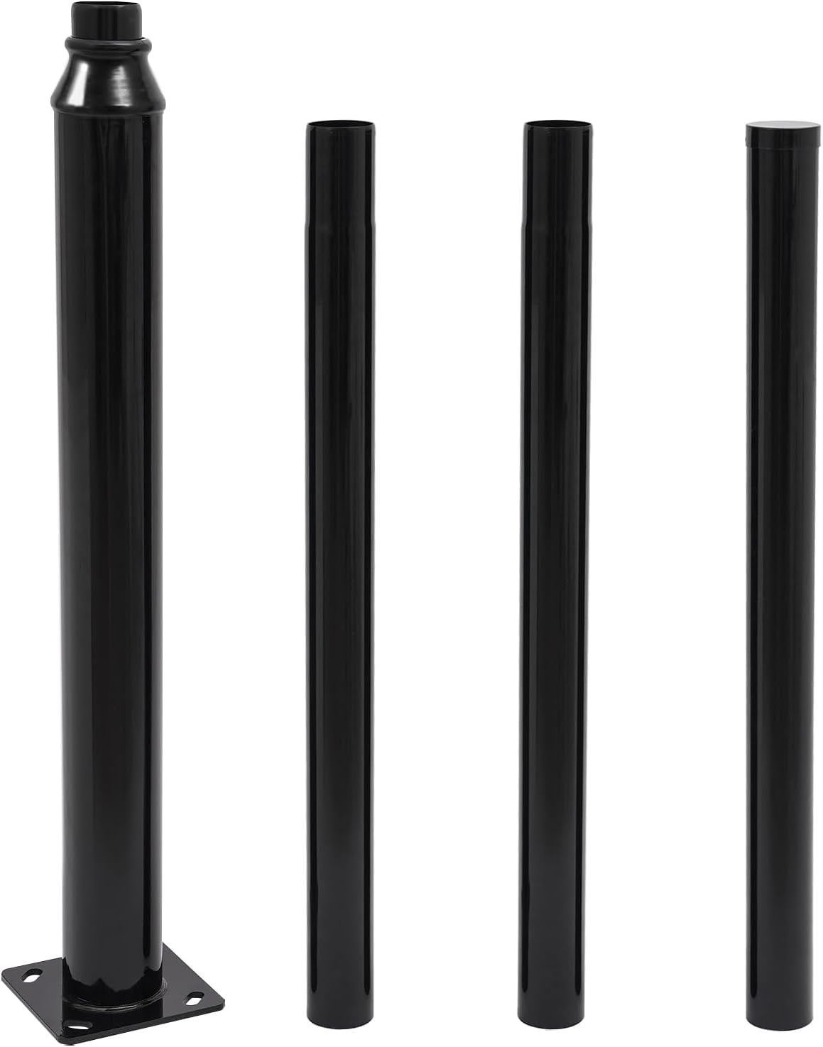 13.1FT Tall Street Light Pole, Outdoor Split Street Lamp Post with Mounting Rebar Cage Base Heavy-Duty Metal Solar Streets Light Post for Patio Backyard Park Parking Lots Black
