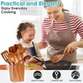 thumbnail image 4 of Wooden Spoons for Cooking, Premium Acacia Wood Kitchen Utensil Set with Holder, 4 of 6