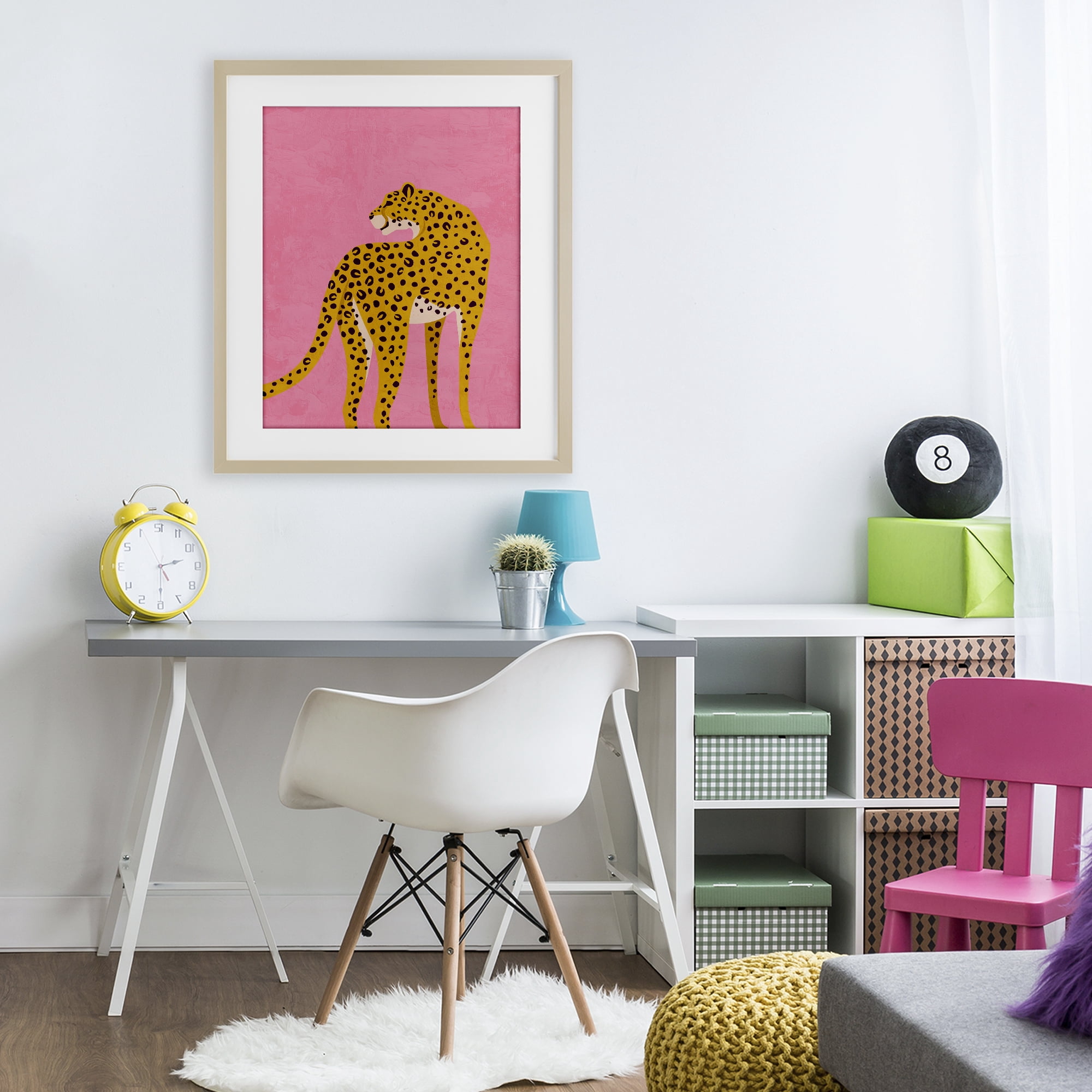 Stupell Industries Leopard on Pink Serenade Birch Framed Print Under Glass, design by Kim Allen