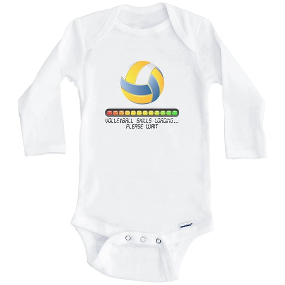 Volleyball Skills Loading Please Wait Funny One Piece Baby Bodysuit (Long Sleeve), 0-3 Months White