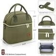 thumbnail image 2 of Hafmall Insulated Lunch Bag for Women Men, Dual Compartment Adult Box, Womens Work, Reusable Tote with Shoulder Strap, Green, 2 of 7