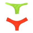 thumbnail image 3 of VOOPET 2 Pack Women Sexy Bikini Triangle Thong Bottom V Ruched Swimwear G-String Beachwear, 3 of 5