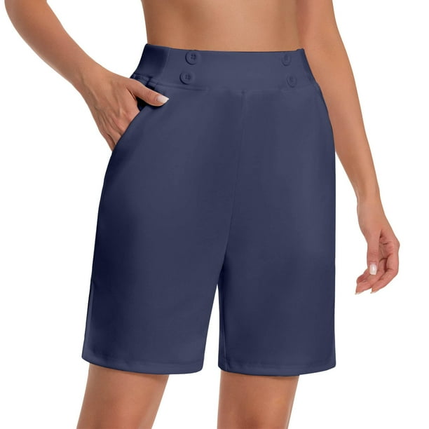 WILLBEST Pantalones Capri Casuales para Mujer, de Verano, Elásticos, Hasta La Rodilla, para Entrenamiento, Yoga, Informales, con Cintura Elástica, con Bolsillos, Talla 98 Grande