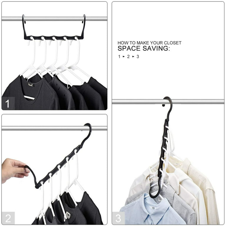 Metronic Plastic Space Saving Hangers, Hanger Organizer, Closet Organizer, 10 Pack, Black
