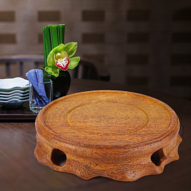 Goldy&wendy 4.1 '' Pedestal De Madera Maciza Lotus Tallado . | Cuotas Sin Interés