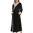 thumbnail image 2 of Peignoir Polyester Homme Grande Taille Épais Robe à Capuche Corail Robe de Nuit Chaude Confortable Douce Vêtements Automne Noir Femme TG, 2 of 9