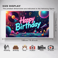 thumbnail image 2 of Happy Birthday Vinyl Backdrop Neon Disco Birthday Banner Party Celebration Background Music Themed Decor Colorful Scene Event Decoration Fun Photo Booth, 2 of 4