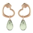 thumbnail image 1 of Galaxy Gold 14k Rose Gold Open Heart Natural Green Amethyst Stud Dangle Earrings, 1 of 2
