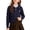 Navy, variant on Girls Cable Knit Peter Pan Collar Sweater, Kids Long Sleeve Elastic Pullover Knit Top, Elegant Warm Sweater for Autumn Winter School Casual Daily Wear(Grey,1-2 Years)
