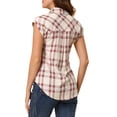 thumbnail image 3 of CAMISA DE BOTONES DE CUELLO PUNTO CORTO DE MANGAS CORTAS PARA MUJERES INSPIRE CHIC XS ROJO-BLANCO, 3 of 7