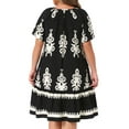 thumbnail image 4 of DARING DIVA Plus Size Summer Boho Short Sleeve Flared Midi Dress 3X Black, 4 of 7