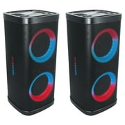 (2) Rockville BASS PARTY 65 V2 Rechargeable LED Wireless Link Bluetooth Speakers